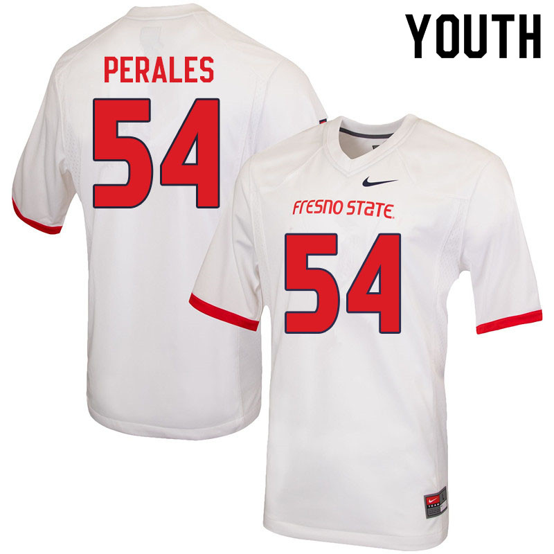 Youth #54 David Perales Fresno State Bulldogs College Football Jerseys Sale-White - Click Image to Close